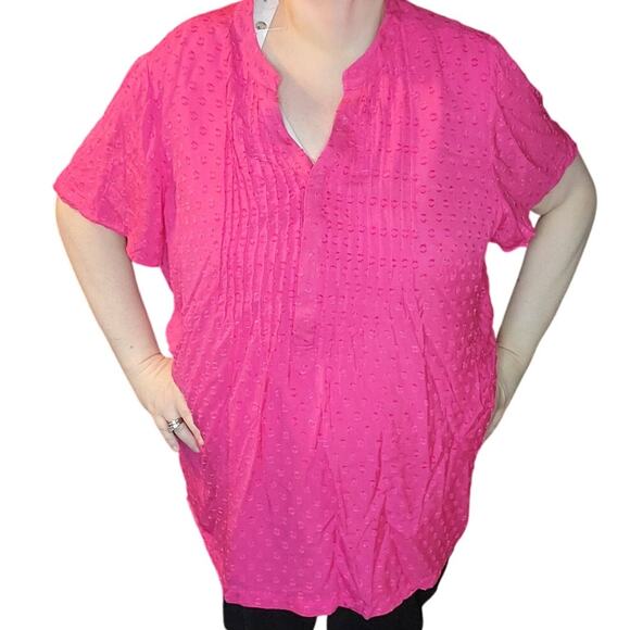 NEW Soft Surroundings Size 3X Lined Offshore Top Blouse in Raspberry Sorbet - Picture 1 of 10